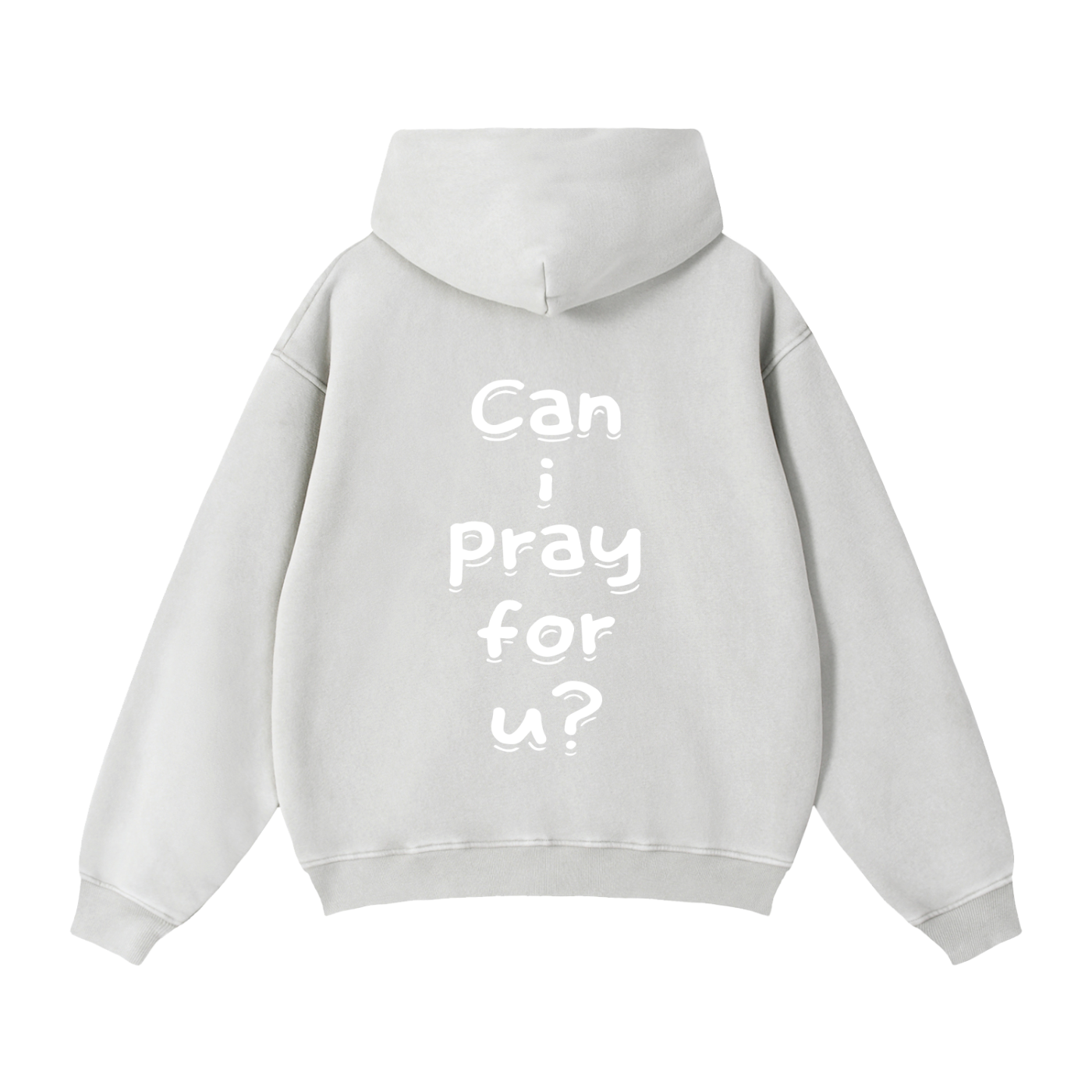 Zip-Through Boxy Fleece "Can i pray for u?" Hoodie