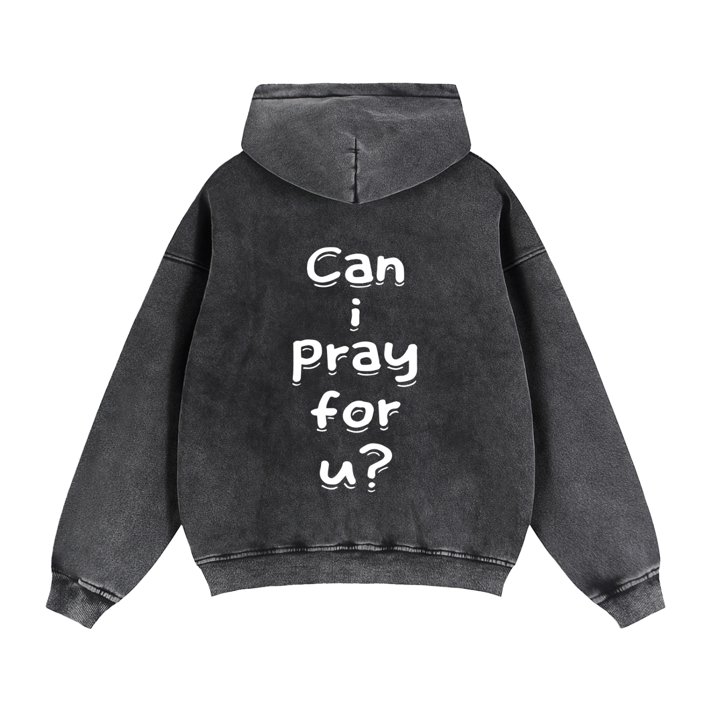 Zip-Through Boxy Fleece "Can i pray for u?" Hoodie