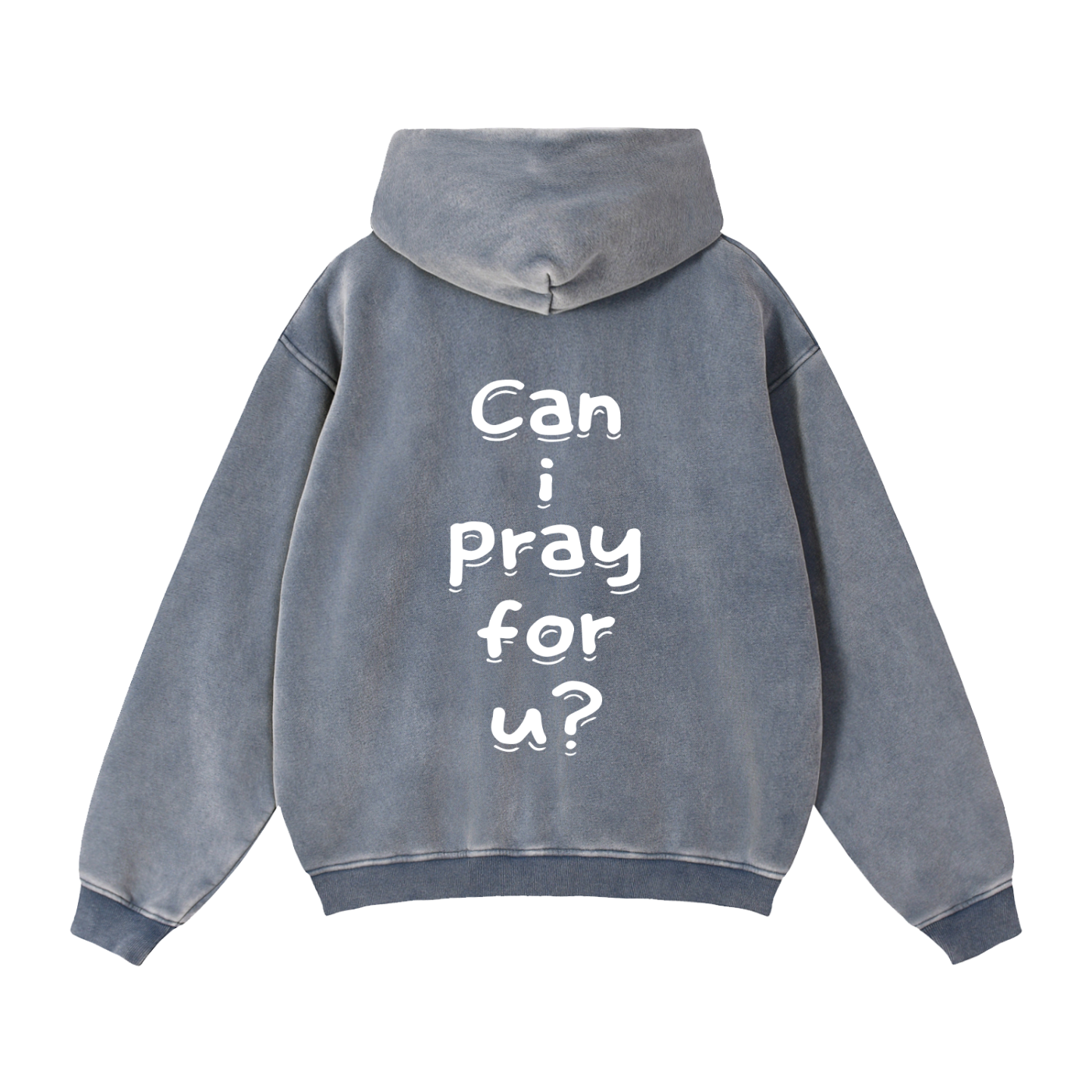 Zip-Through Boxy Fleece "Can i pray for u?" Hoodie