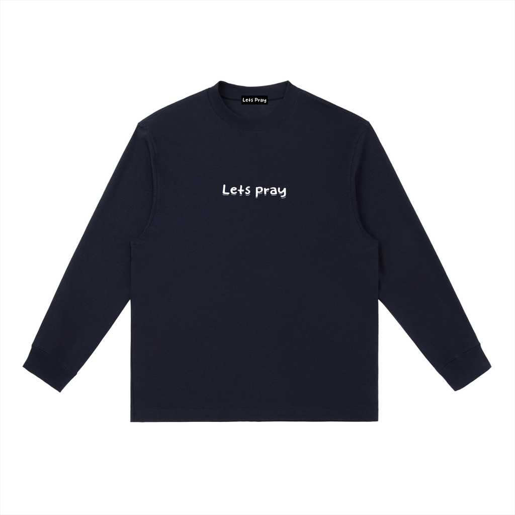 Essential Crewneck Long-Sleeve "Can i pray for u?" T-Shirt