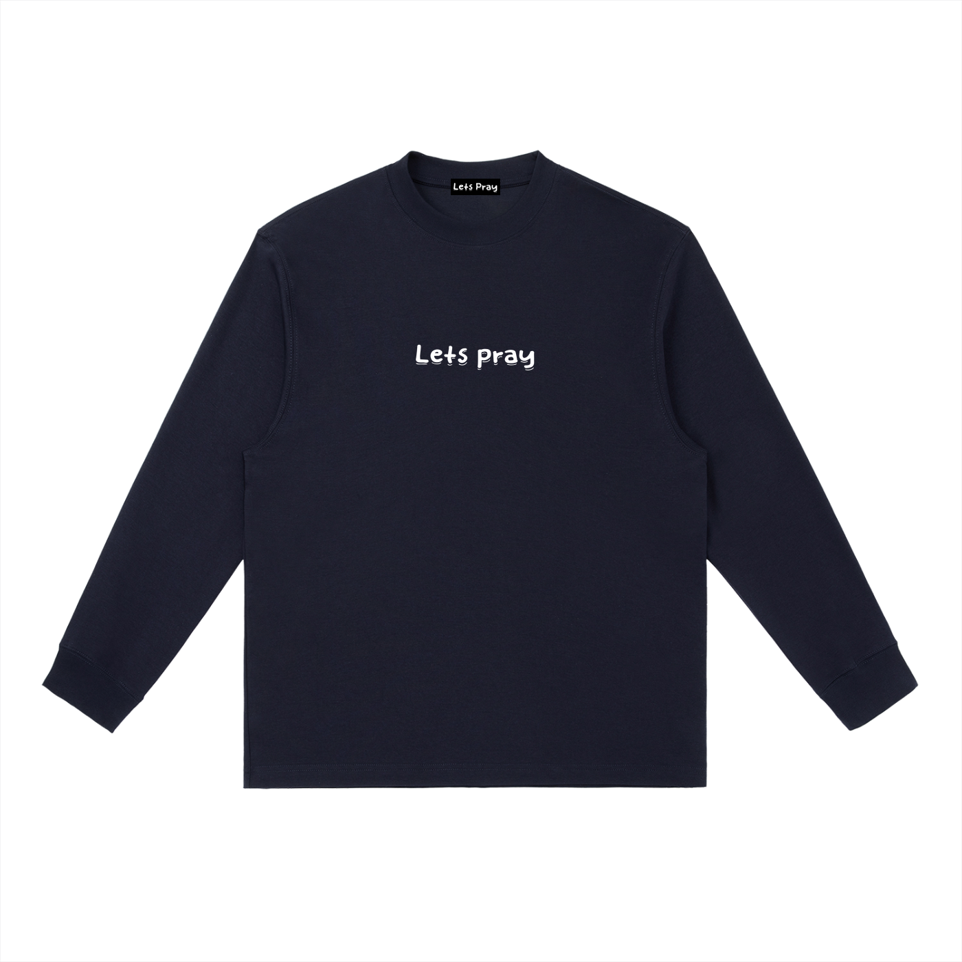 Essential Crewneck Long-Sleeve "Can i pray for u?" T-Shirt