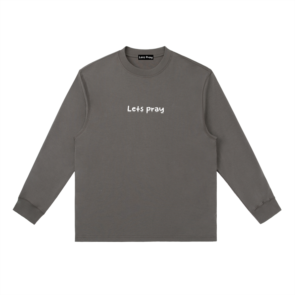 Essential Crewneck Long-Sleeve "Can i pray for u?" T-Shirt