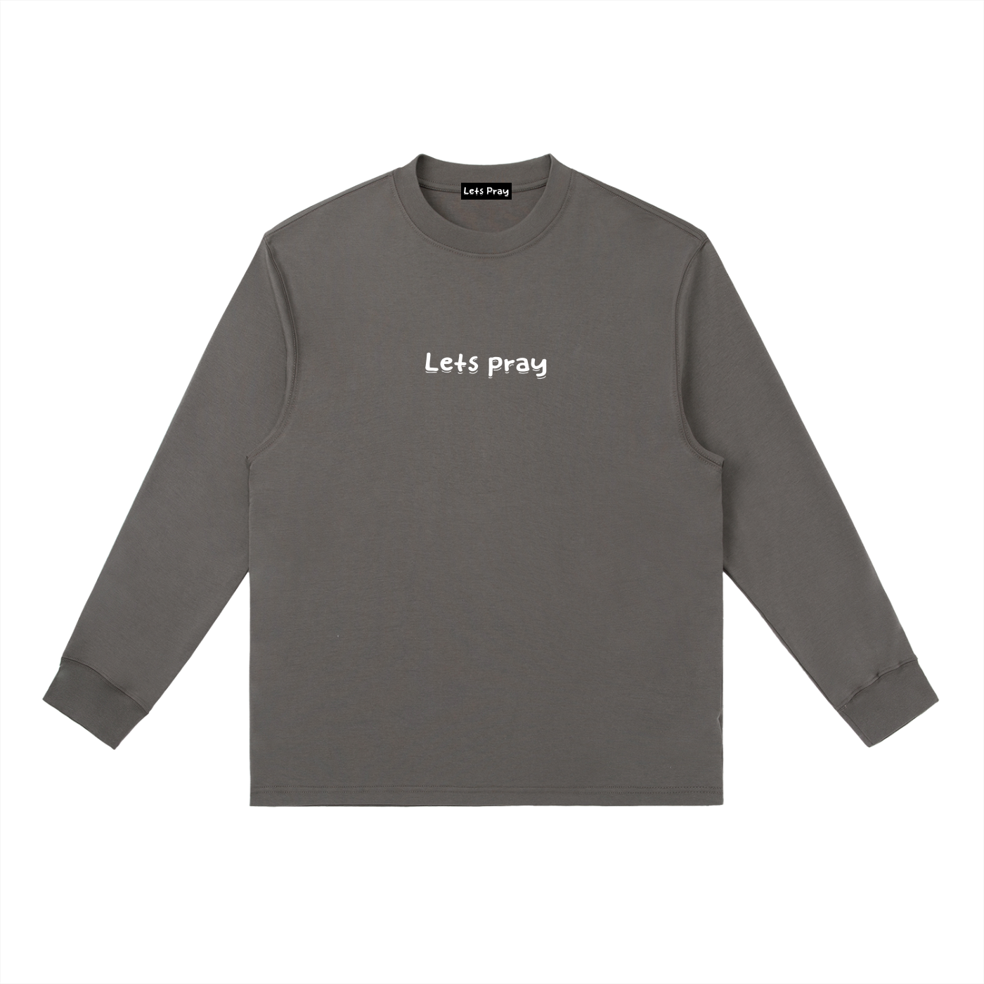 Essential Crewneck Long-Sleeve "Can i pray for u?" T-Shirt