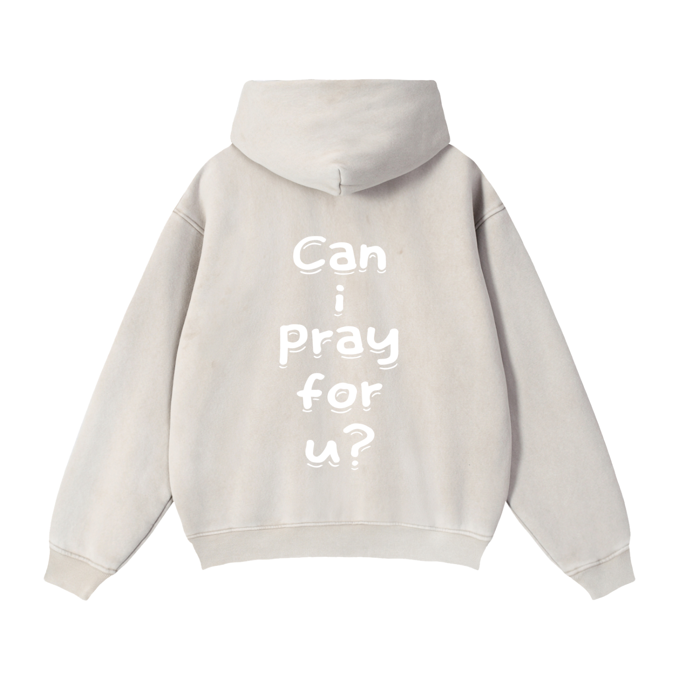 Zip-Through Boxy Fleece "Can i pray for u?" Hoodie