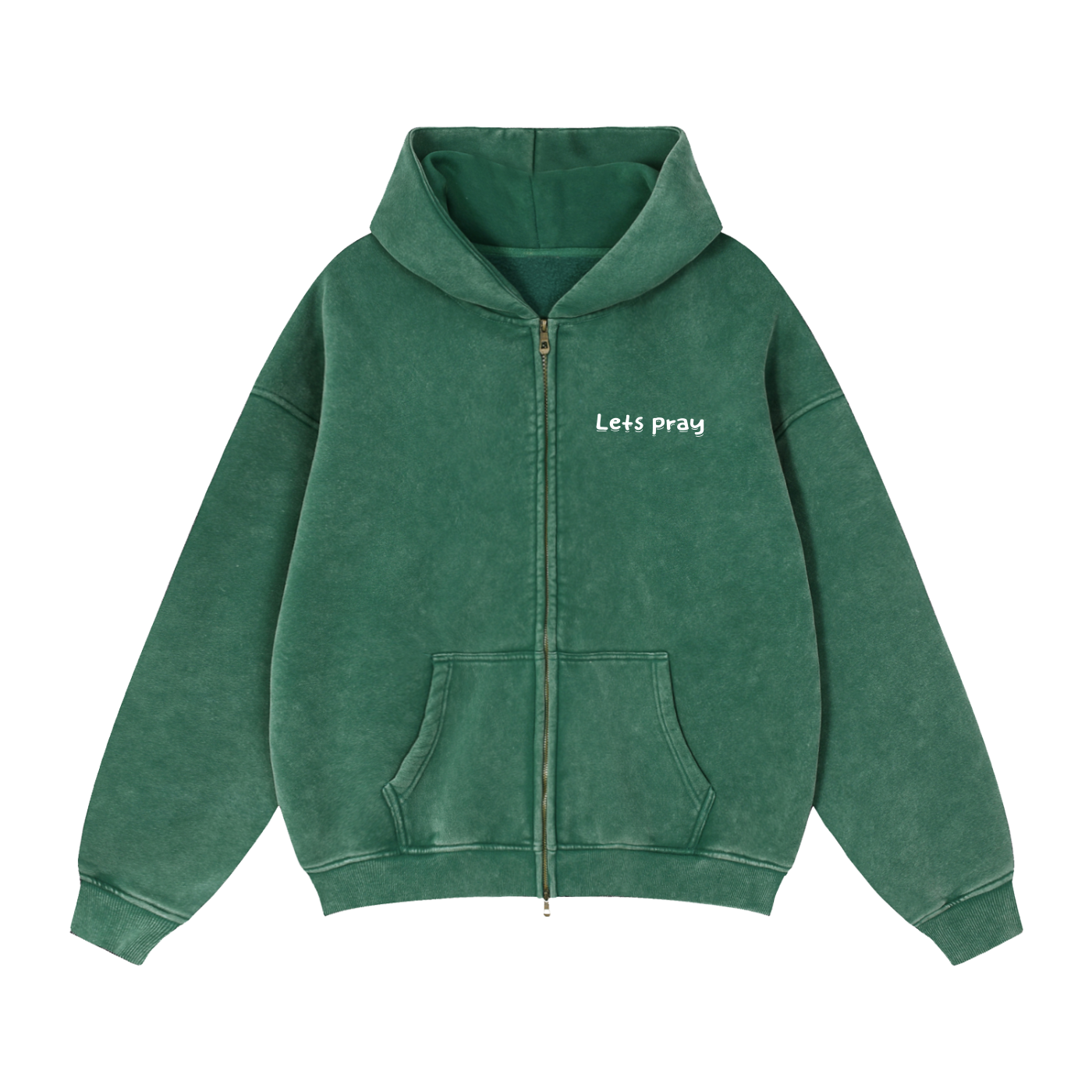 Zip-Through Boxy Fleece "Can i pray for u?" Hoodie