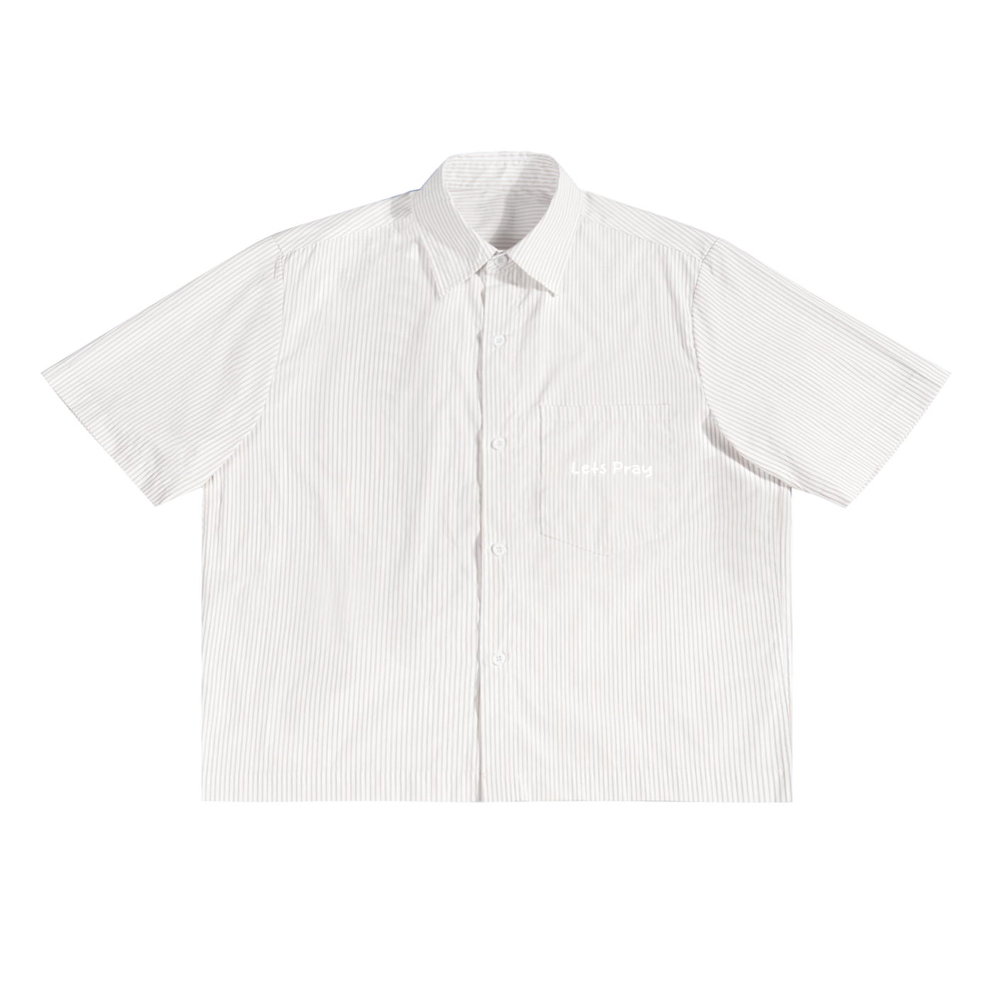 Oversized Vertical Stripe Boxy “Can i pray for u?”Shirt