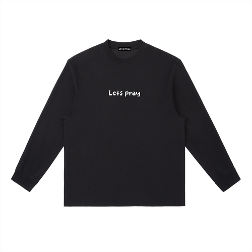 Essential Crewneck Long-Sleeve "Can i pray for u?" T-Shirt