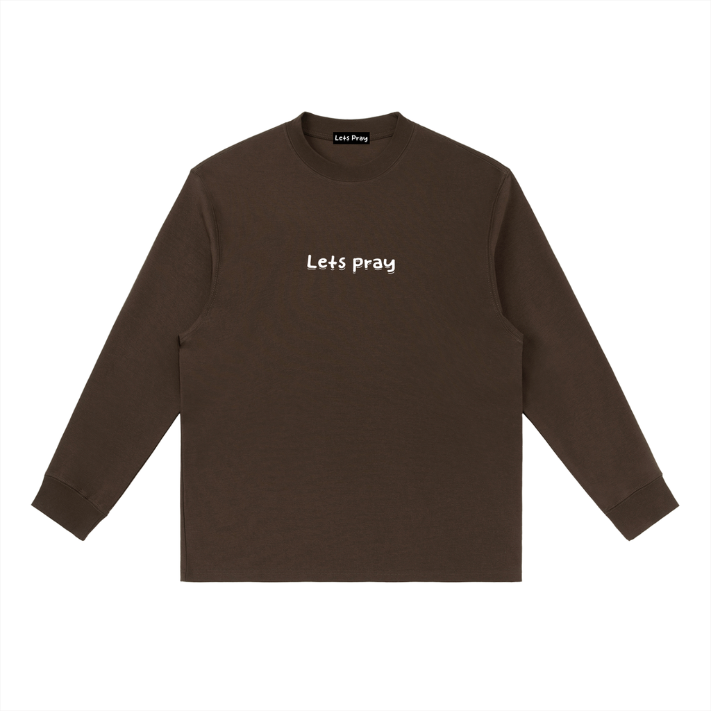 Essential Crewneck Long-Sleeve "Can i pray for u?" T-Shirt